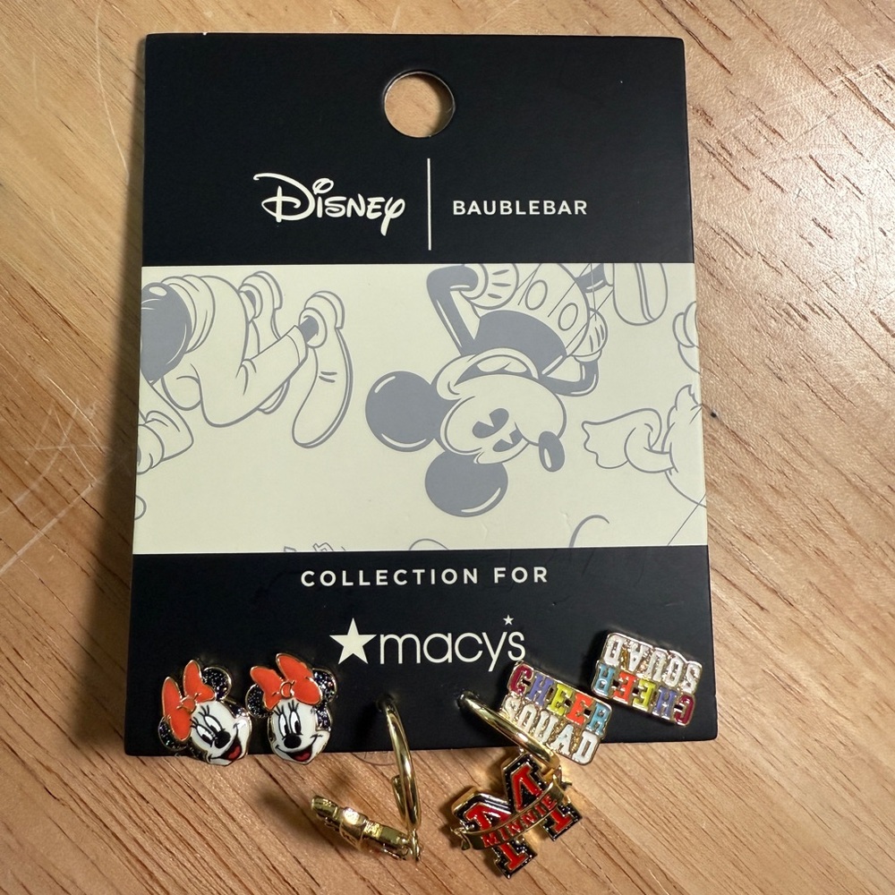 Baublebar Disney Macy’s 3 Earring Set Minnie Mouse Cheer Squad